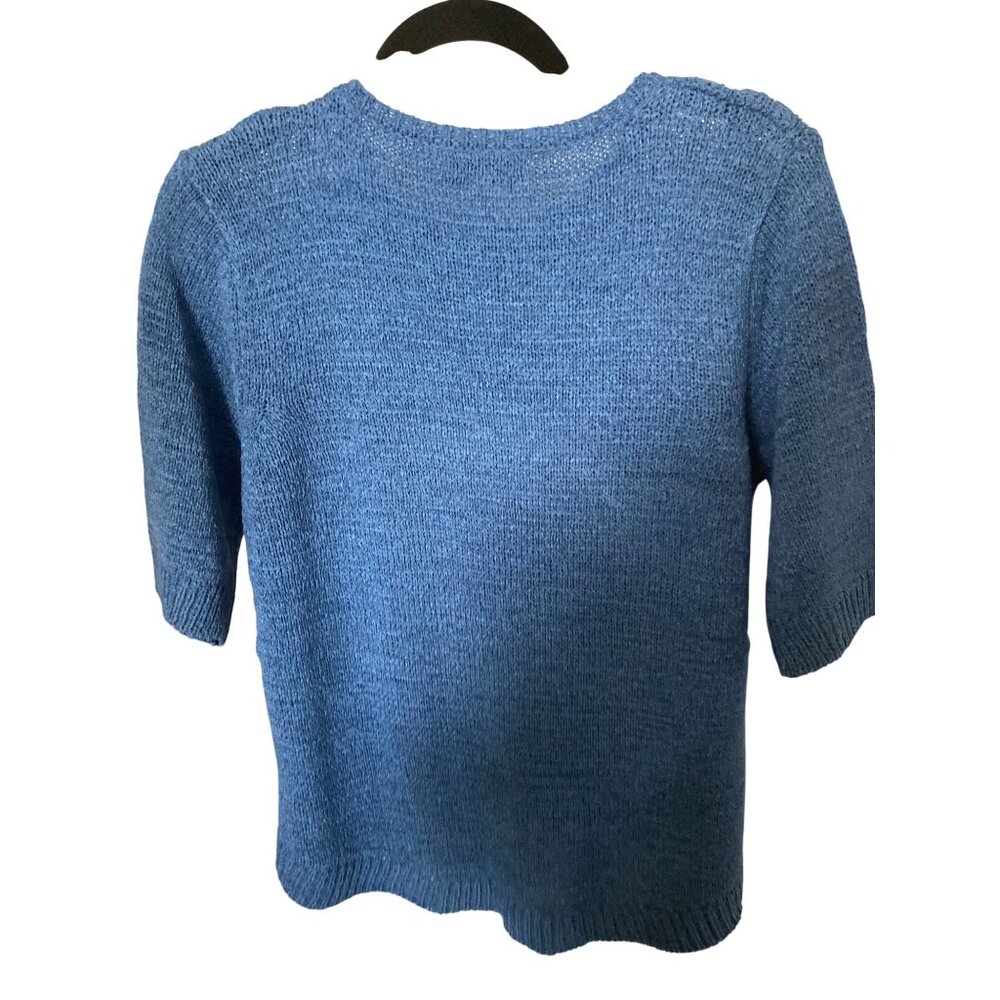 NWT MELISSA PAIGE WOMENS CREW SHORT-SLEEVE KNIT RIVERSIDE BLUE XL - Picture 5 of 6